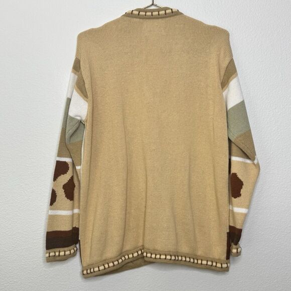 Storybook Knits Sweater Large Brown Giraffe Safari Cardigan Grannycore Statement - Picture 11 of 11